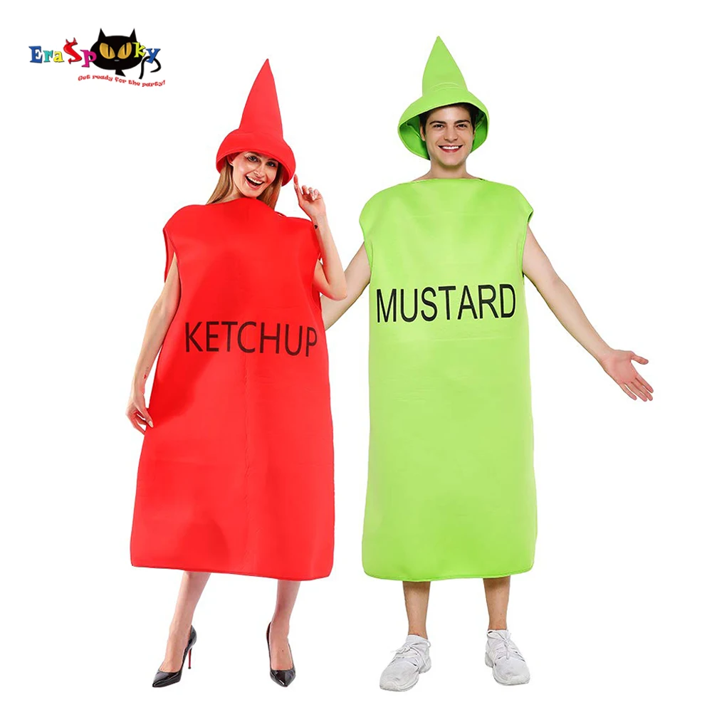 

Eraspooky Carnival Party Funny Food Ketchup Mustard Cosplay Halloween Costume For Adult Women Christmas Couple Fancy Dress