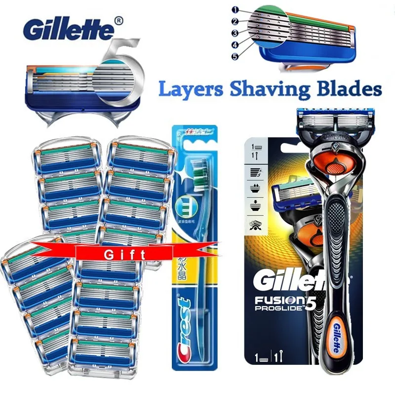 

Gillette Fusion Proglide Men Shaver Razors Blade Machine for Shaving Blades 5 Layer Cassettes for Replacebale Blades Get Gift