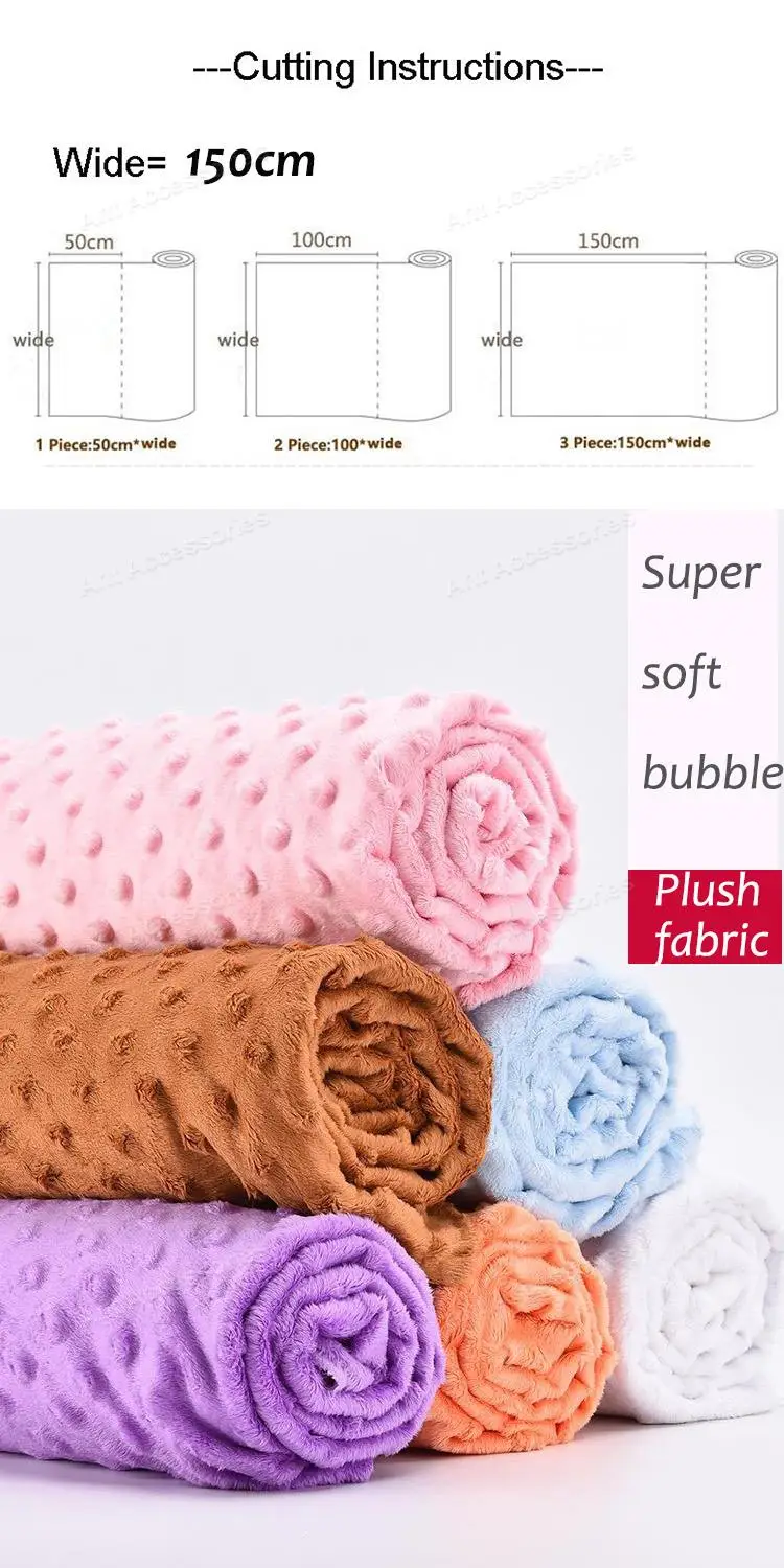 50x150cm Super Soft Minky Dot Fabric For Meter Handwork Sewing Blanket Material Antipilling Plush Fabric DIY Handmade Toys