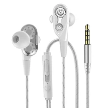 Amorno двойной подвижной катушкой наушники-вкладыши четыре динамика спортивные наушники игра HiFi гарнитура встроенный микрофон 3,5 мм проводные наушники