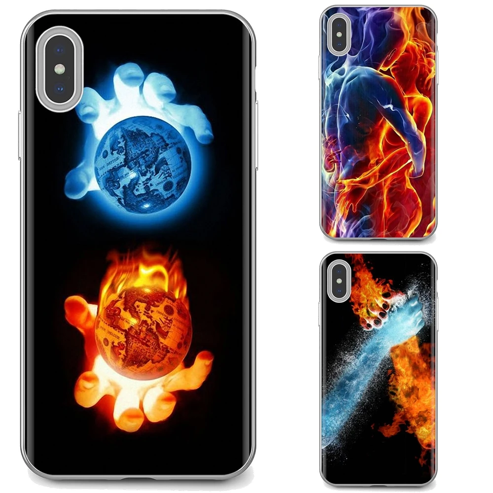 Силиконовый чехол с рисунком воды и огня для Huawei G7 G8 P7 P8 P9 P10 P20 P30 Lite Mini Pro P Smart 2019 |
