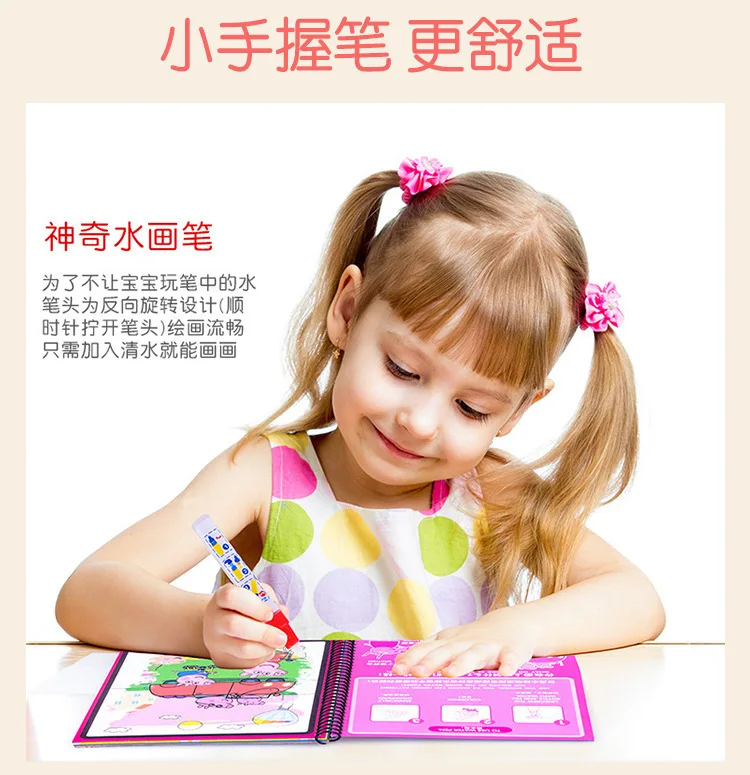  Magic Water Painting Books ben Graffiti Colorful Portable Kindergarten kid paint set drawing board  - 4000228246995