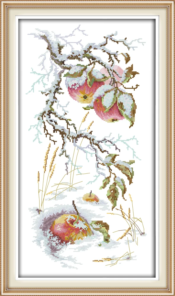 

Набор для вышивки крестиком Apple in the snow, зимние фрукты aida 14ct 11ct, рисунок, искусственная вышивка, рукоделие «сделай сам»