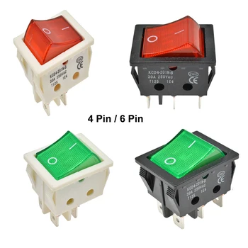 

3pcs Rocker Power Switch 25*31mm KCD4 4 Pin 6 Pin 2 Position 30A 250V Green Red Black Button with Light