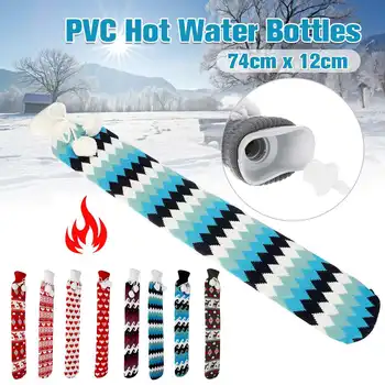 

Cute 74 x 12cm Extra Long Winter Warm Hot Water Bottles With Knitted Removable Cover Warm Belly Portable Hot Water Bags