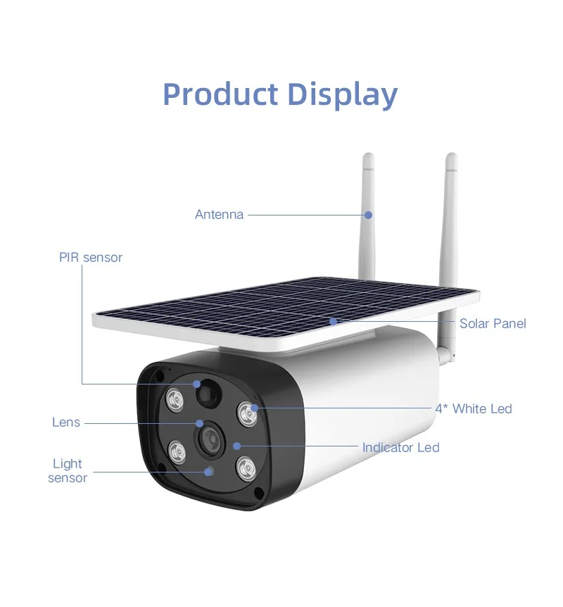 Водонепроницаемая IP камера на солнечной батарее IP67 4G/Wi Fi HD cmos датчик ночного