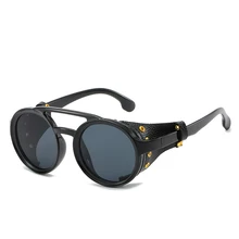 Nuevas gafas de sol Steampunk diseño de marca gafas de sol redondas hombres mujeres Vintage Punk gafas de sol UV400 gafas de sol