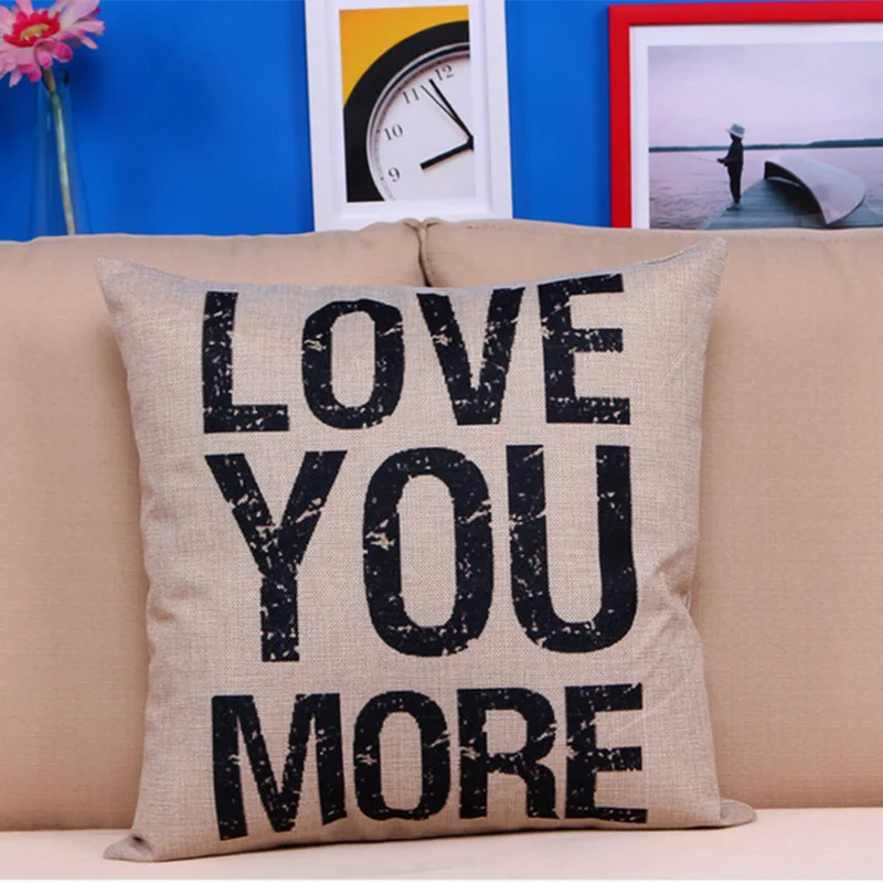 Flaxen Белье LOVE YOU MORE я никогда не буду любить тебя диван-кровать Декор Подушка Чехол для подушки подарок - Цвет: Flaxen