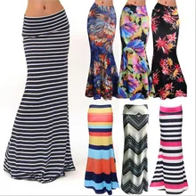 Сезон: весна–лето Цветочный принт женские длинные юбки женские пикантные узкие облегающие в бедрах, для вечеринок Клубная юбка-годе