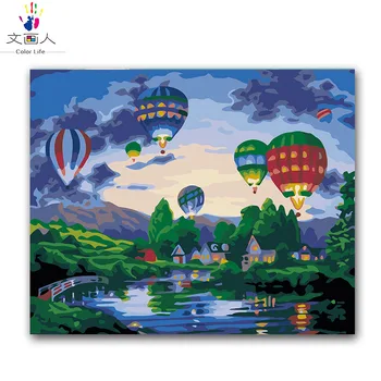 

Hot Air Ball Landscape Scenery Mountain and Water Diy Digital Oil Painting by Numbers with Kits for Adult Women Practise Paint