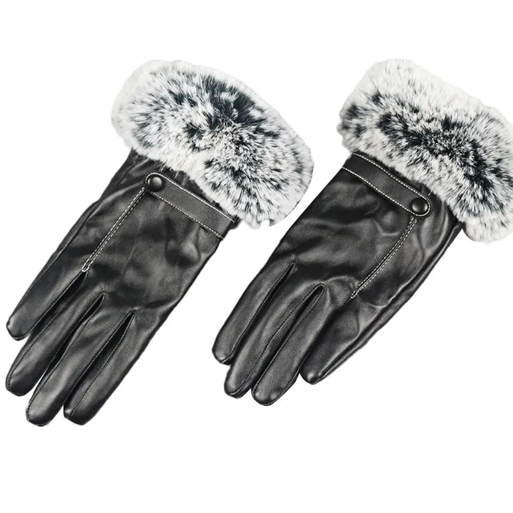 Новые женские зимние перчатки для велоспорта, уличные перчатки из винной шерсти, кожаные перчатки, Осень-зима, теплые варежки из кроличьего