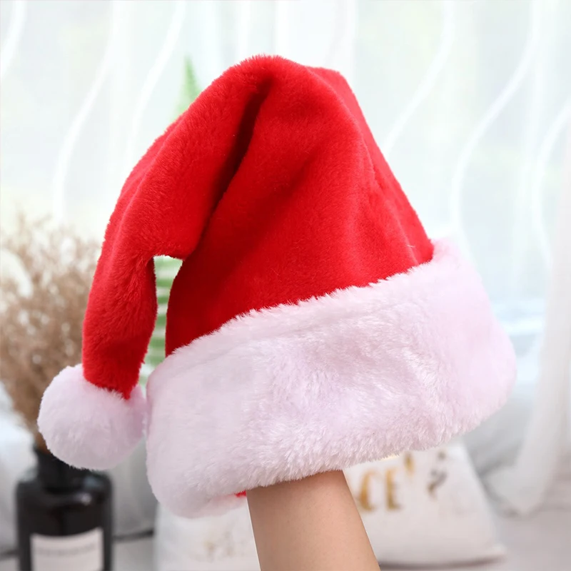 43*30cm Santa Hat Winter Warm Christmas Plush Adult To Increase Thickening Big Ball Soft m | Дом и сад