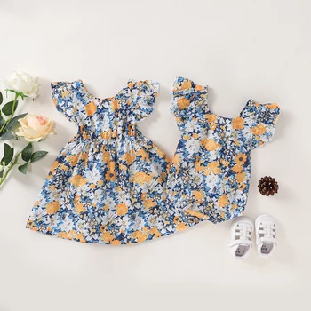 

Newborn Baby Girls Floral Romper Tops Jumpsuit Dress Ruffles Sleeve Print Summer Casual Clothes Outfits