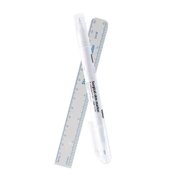 

1Pcs Surgical Skin Marker Eyebrow Marker Pen Tattoo Skin Marker Pen With Measuring Ruler Microblading Positioning Tool