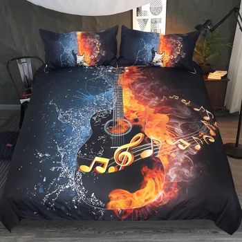 

3D Oil Painting Music Note The Guitar 3pcs Bedding Sets Beautiful Creative Bedding Sets Queen Size Duvet Cover Christmas Gifts