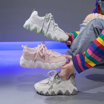 

SWYIVY Mesh Breathable Platform Sneakers Women 2020 Spring Flat Shoes Women Casual Sneakers Shallow Shoes Woman Solid Ladies New