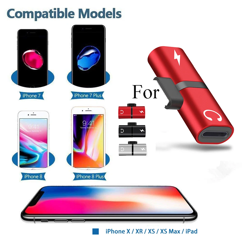 Адаптер IOS для iPhone 7 8 Plus X XS MAX Adaptador iPhone OTG 2 в 1 два порта адаптеры для наушников зарядное устройство аудио сплиттер