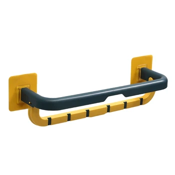 

Bathroom Wall-mounted Punch-free Towel Holder Folding Bath Towel Storage Shelf
