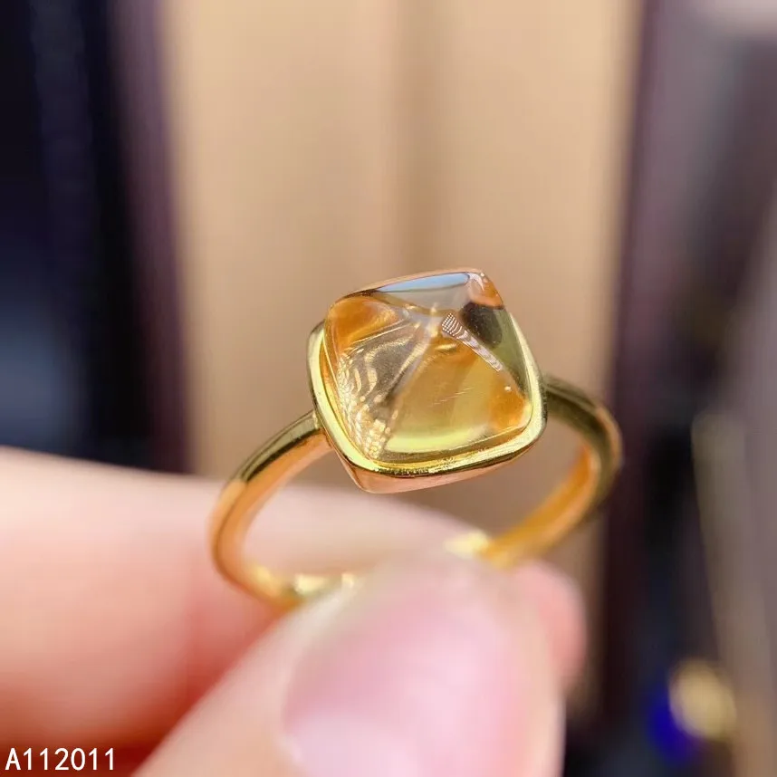

KJJEAXCMY fine jewelry 925 sterling silver gem natural Citrine gemstone new Female Lady girl woman crystal ring hot selling
