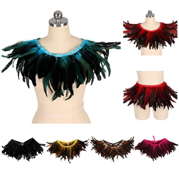 

Handmade Feather Cape Shawl Victorian Real Natural Handmade Feather Shrug Shawl Shoulder Wrap Cape Punk Collar Ribbon Skirt