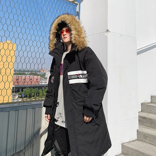 MIAMOOM Мужская куртка Зимние теплые парки новое поступление свободные отстегивающиеся тяжелые шерстяные куртки с воротником для молодых мужчин - Цвет: Черный