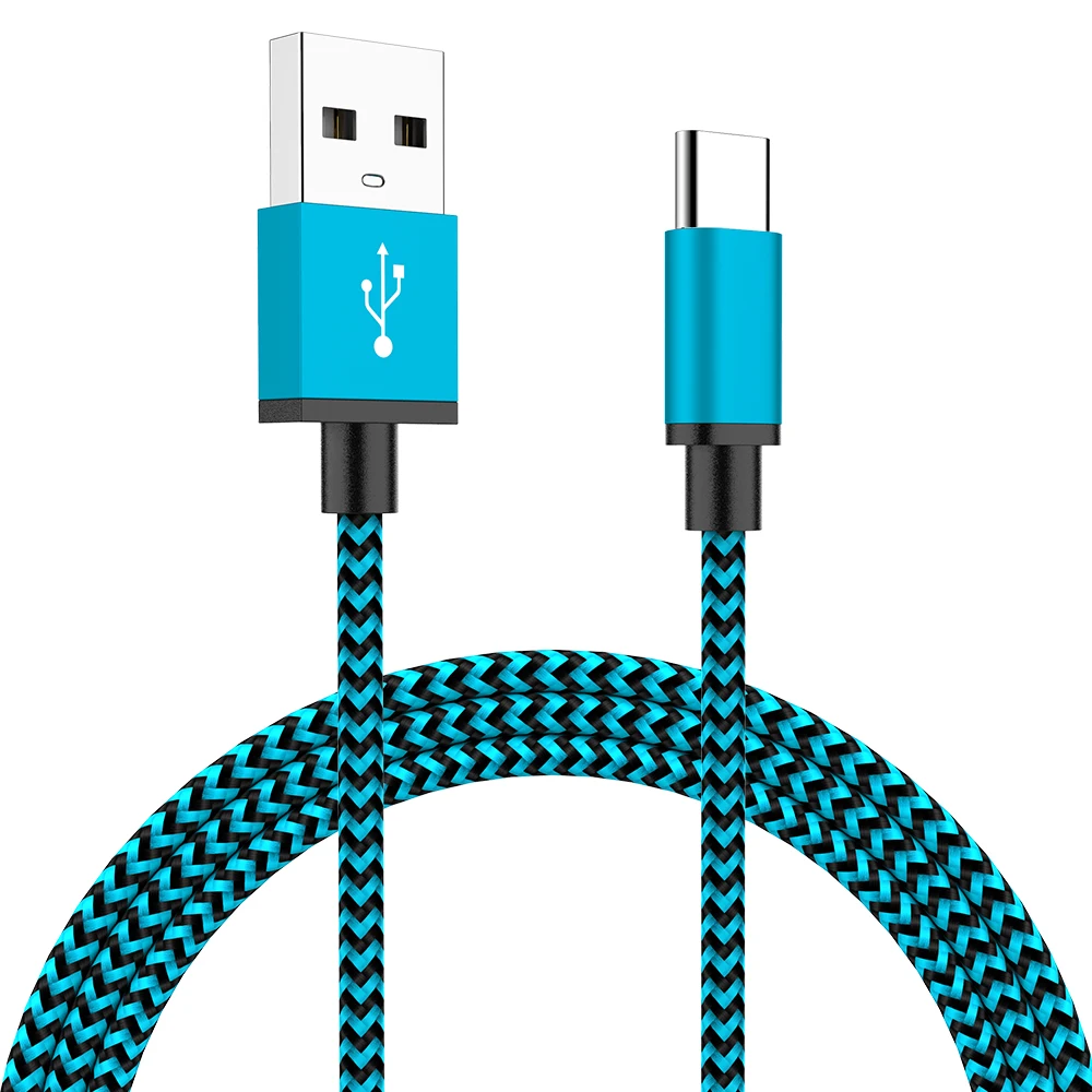 MUSTTRUE кабель usb type C с нейлоновой оплеткой для xiaomi redmi note 8 Быстрая зарядка type-c для samsung s9 a70 USB C кабель для передачи данных - Цвет: Blue