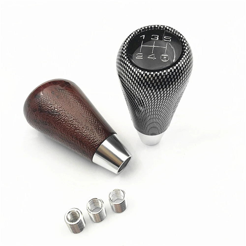 

Ручка переключения передач из углеродного волокна, 5 скоростей, кожаный рычаг переключения передач, ручная головка, подходит для Honda, Toyota, Nissan, Mitsubishi, Ford