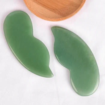 

2pcs Natural Guasha Board Green Aventurine Crystal Stone Massage Tools Relax Facial Skin Muscle Traditional Therapy Health Care