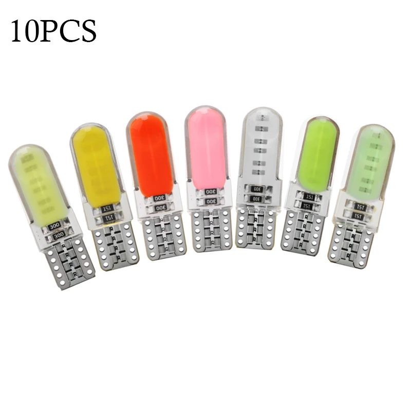 

10pcs T10 W5W 194 168 COB 12SMD Led Parking Bulb Auto Wedge Clearance Lamp CANBUS Silica Bright White License Light Bulbs 12V