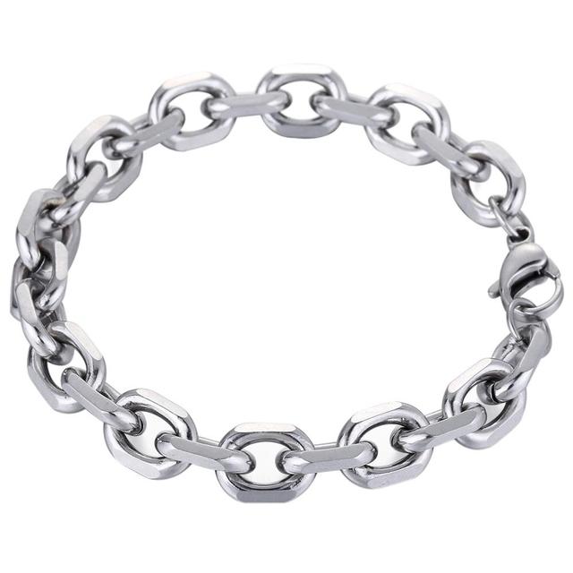 3-10mm Men's Bracelets Rolo Cable Chain Stainless Steel Bracelet Wholesale Chain Male Jewelry KBB14A