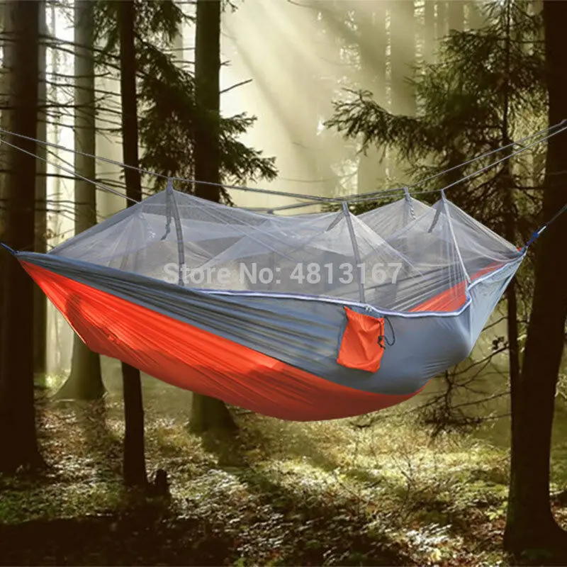 

Parachute Double Hammock Mosquito Net Portable Outdoor Camping Hanging Bed Sleeping Swing High Strength Nylon Fabric