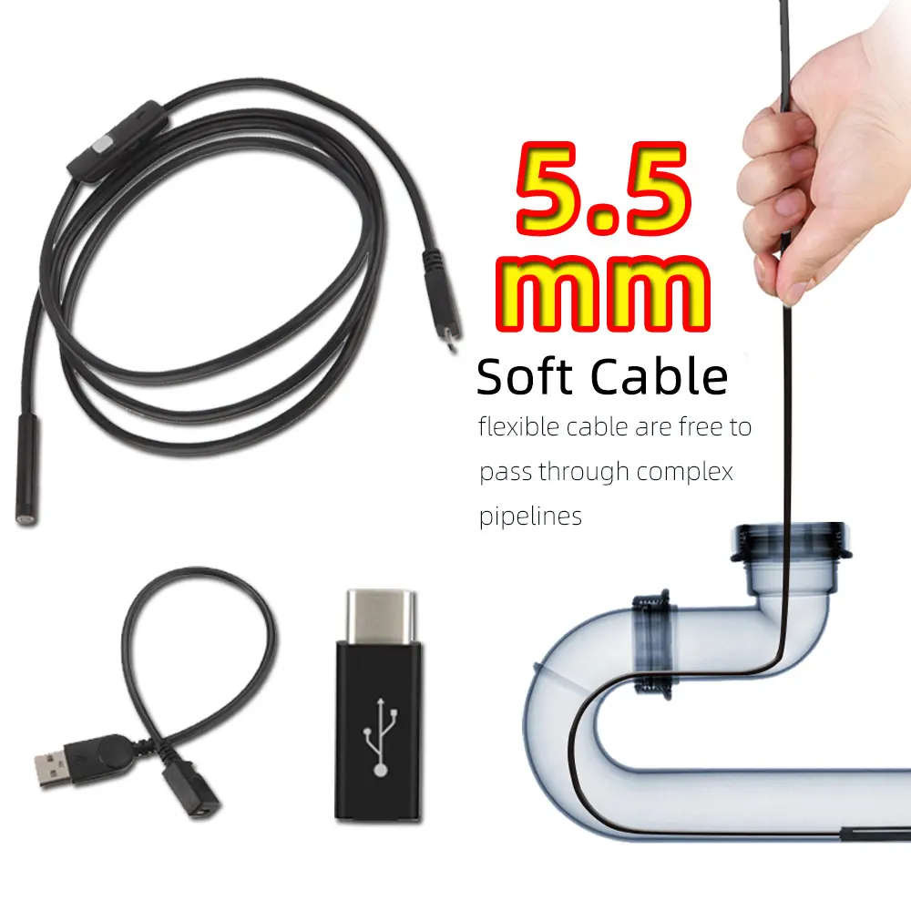 wireless home security cameras 7mm Flexible industrial Camera Endoscope USB C Android For Video Endoscope Camera Type C Mobile For Endoscopic Caram Boroscope outdoor camera system Surveillance Items