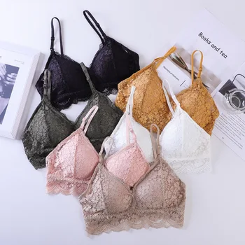 

Linbaiway 3/4 Triangle Cup Sexy Bra for Women Bralette Push up Lingerie Wireless Deep V-neck Bralette Seamless Underwear Mujer