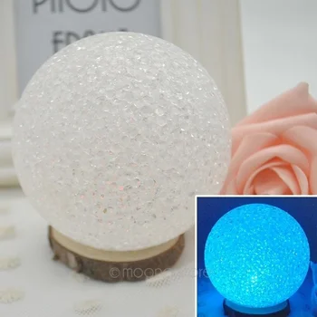 

10cm Round shaped Bedroom Lamp Colorful Crystal Night Light Change in different colors automatically For kids