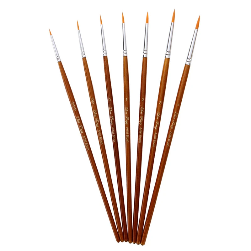 7Pcs/Set Drawing Gouache Oil Painting Brush Art Supply Miniature Hook Line Pen Fine Watercolor Paint Brush Set