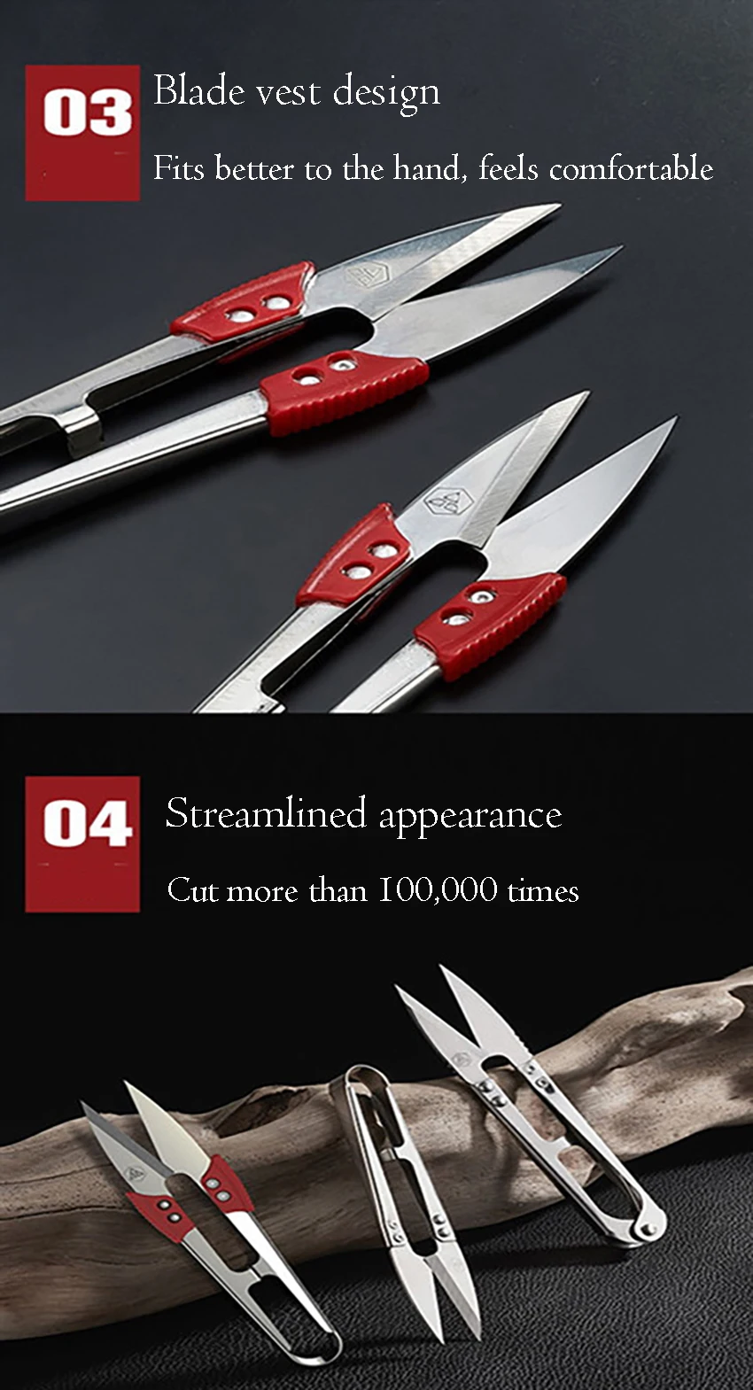 Description Picture 5 of itemU Shaped Household Spring Yarn Scissors Embroidery Scissors Nippers DIY Trimming Sewing Shears Cutter Fabric Thread Scissors