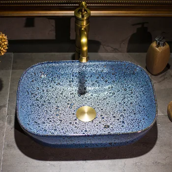 

Bathroom Art Basin Counter Basin Ceramic Wash basin Above Counter Bathroom Washbasin Toilet Sinks Rectangular Lavabo for Hotel