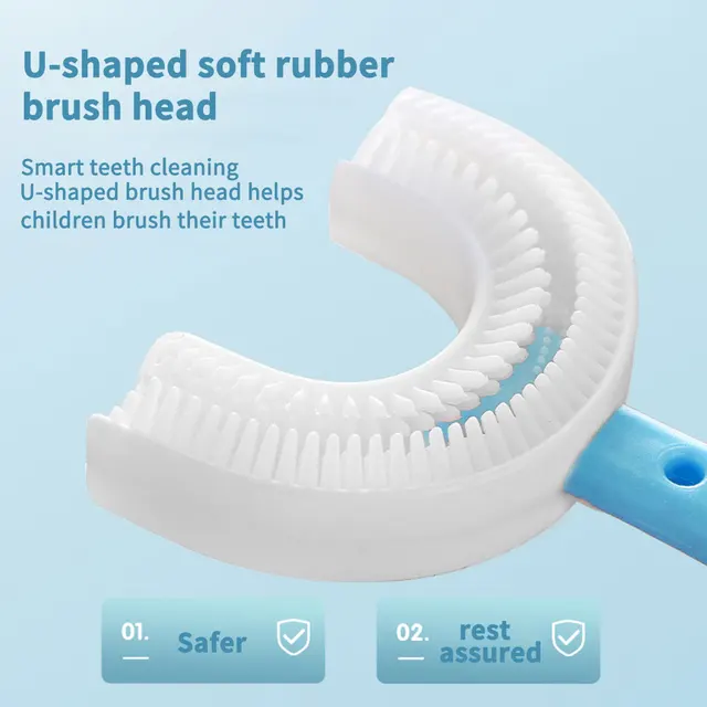 Kids Toothbrush U Shape Infant Toothbrush with Handle Silicone Oral Care Cleaning Brush for Toddlers Ages