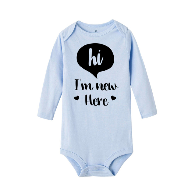 I'm New Here Letters Print Newborn Baby Bodysuit Long Sleeve Body Baby Boy s Baby Girl Outfits Clothes