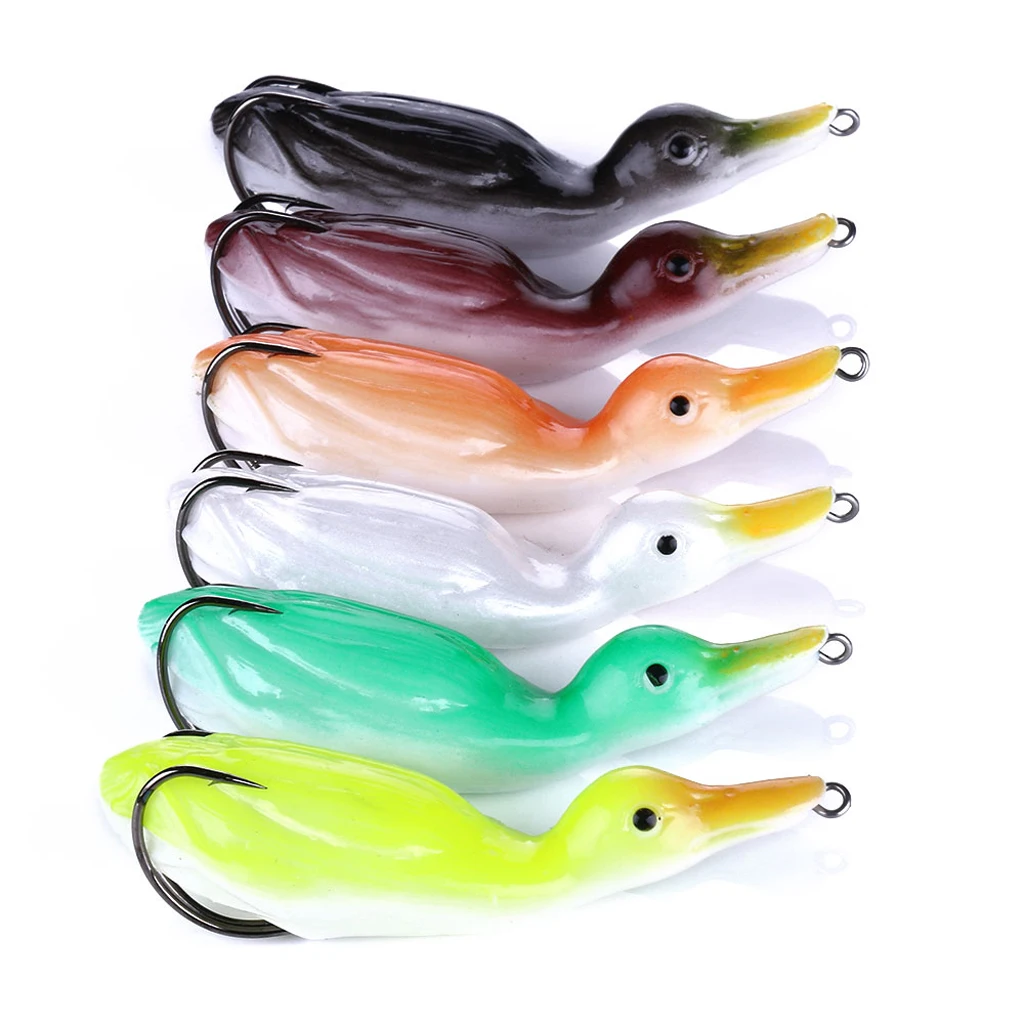 Perfeclan 2pcs 10.5cm Artificial Duck Fishing Lure Soft Silicone Sinking Wobblers Frog Baits Pesca Pike Carp Fishing Lures Tool