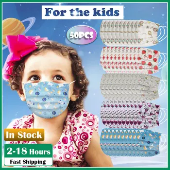 

50-100PC Lovely Cartoon Printing Children's mascarillas Mask Disposable Health Daily Care Face Mask 3 Ply Safety Air Fog masques