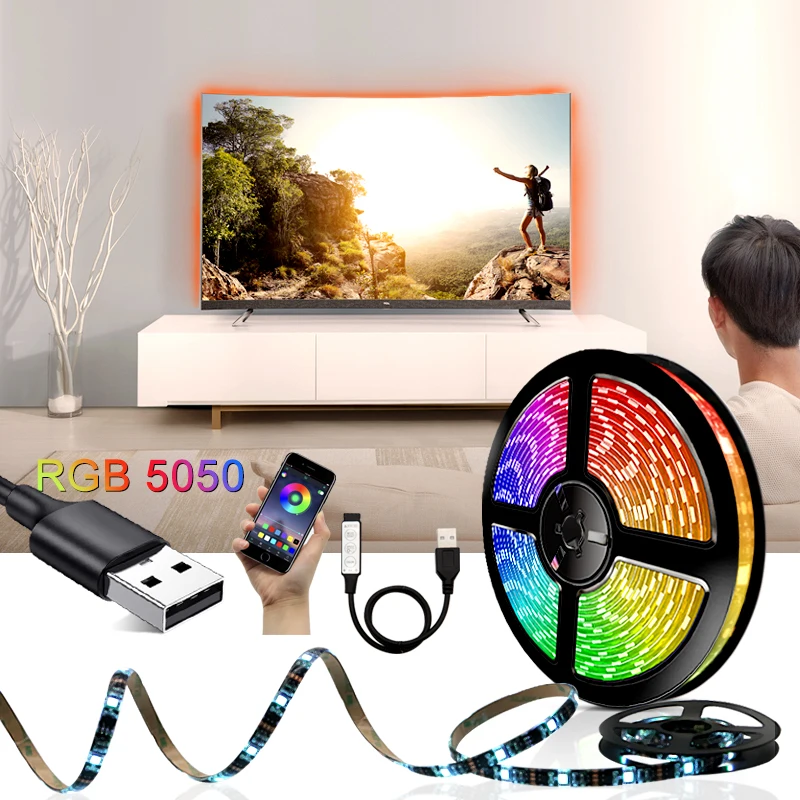 

Bluetooth APP Control 5V USB LED Strip RGB 5050 IP65 Waterproof LED Light Strip 1M/2M/3M/4M/5M Flexible TV Backlight For Home