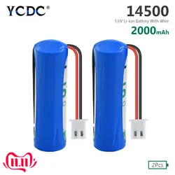 YCDC высокое качество 2 шт AA 14500 3,6 V 2000 mAh литиевая батарея для электрического счетчика LS-14500 ER14505 с вилкой