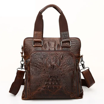 

Crocodile Genuine Leather Business Briefcase Men Travel Shoulder Messenger Bags Male Document Handbags Laptop Computer Bag