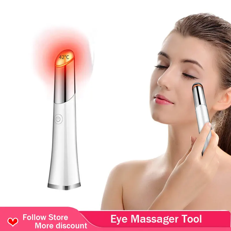 

Electric Thermal Eye Massager Roller Ionic Vibration Facial Massage Remove Dark Circle Wrinkles Thin Face Magic Stick Eye Tool