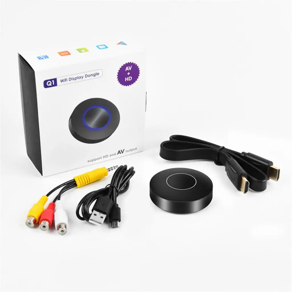 

WiFi Wireless 1080P Mini Display Receiver Mirroring Device HD AV Dual Output