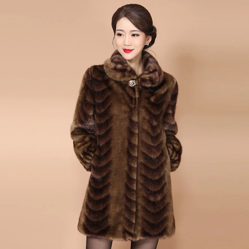 

Women Elegant Winter Mink Fur Coats Female Mandarin Collar Ukraine Fur Overcoat Ladies Thick Fur Keep Warm Snow Outcoat
