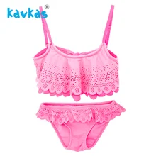 Купальный костюм для девочек из двух предметов, детские купальники, Детские раздельные бикини с оборками, комплекты, купальный костюм