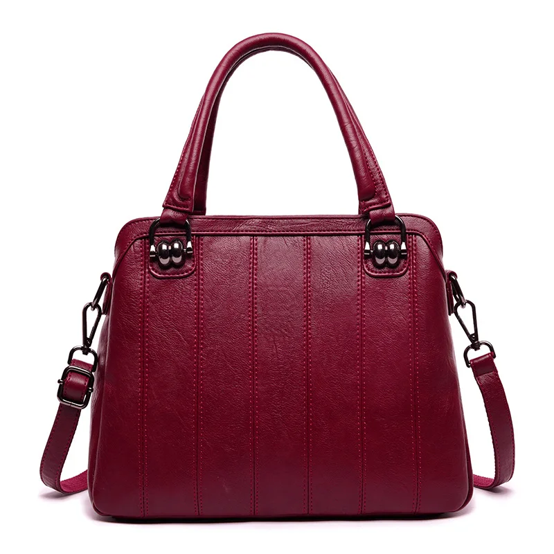 New High Quality Leather Ladies Shoulder Bag Luxury Handbags Women Bags Designer Large Capacity Crossbody Bags For Women - Цвет: Red