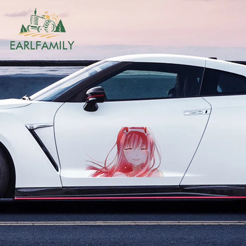 EARLFAMILY 43cm x 27.4cm For Zero Two Car Stickers Vinyl Material Fine Decal Motorcycle Personality Occlusion Scratch Decor